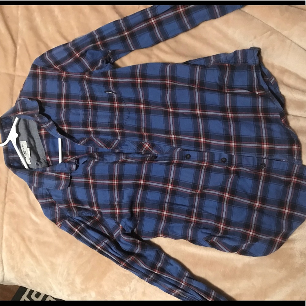 billabong blue and red plaid flannel